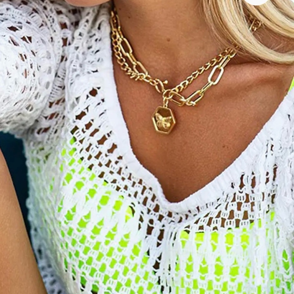 Bold Gold Necklace with Lion Charm#221